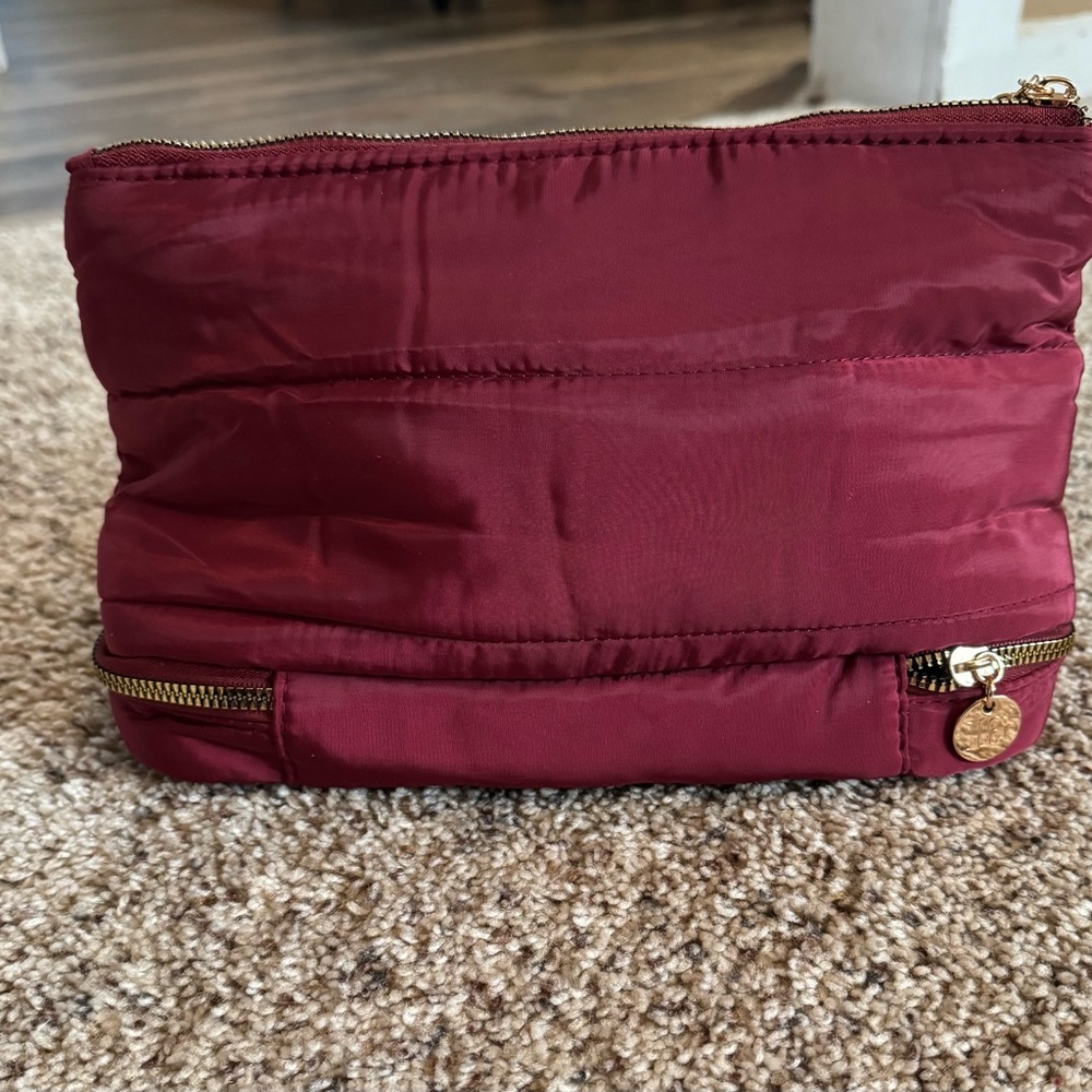 Laura Geller Burgundy Cosmetic Bag with Gold Accents - Picture 4 of 12